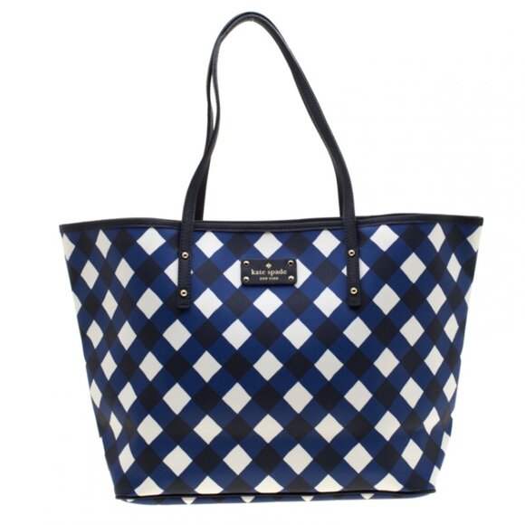 Kate Spade Blue and White Gingham Harmony Tote - Picture 1 of 1